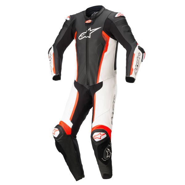 Mono Moto Cuero Alpinestars Traje Missile V2 1PC Negro Blanco Rojo Fluo Mono Moto Cuero Alpinestars Traje Missile V2 1PC Negro Blanco Rojo Fluo