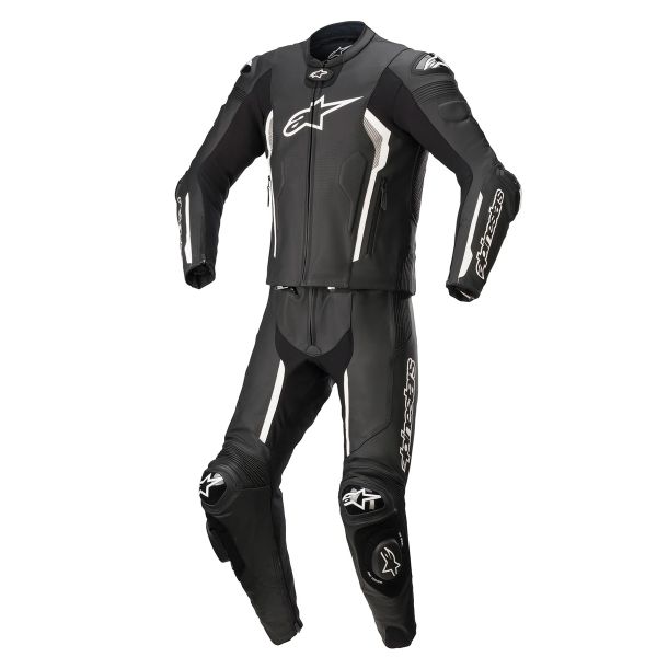 Mono Moto Cuero Alpinestars Missile V2 2PC Traje Negro Blanco Mono Moto Cuero Alpinestars Missile V2 2PC Traje Negro Blanco