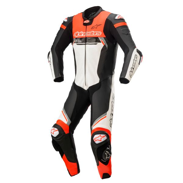 Mono Moto Cuero Alpinestars Missile V2 Ignition 1PC Suit Black White Red Fluo