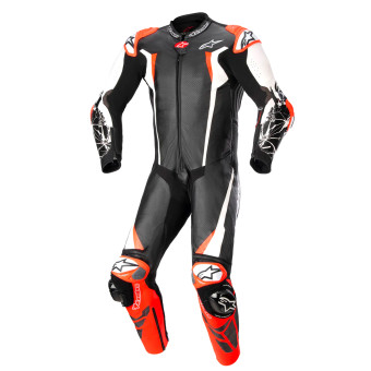 Mono Moto Cuero Alpinestars Racing Absolute V2 1PC Black White Red Fluo