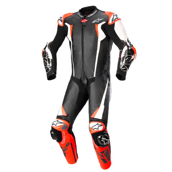 Mono Moto Cuero Alpinestars Racing Absolute V2 1PC Negro Blanco Rojo Fluo Mono Moto Cuero Alpinestars Racing Absolute V2 1PC Negro Blanco Rojo Fluo