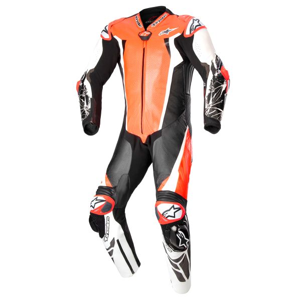 Mono Moto Cuero Alpinestars Racing Absolute V2 1PC Rojo Fluo Blanco Negro Mono Moto Cuero Alpinestars Racing Absolute V2 1PC Rojo Fluo Blanco Negro