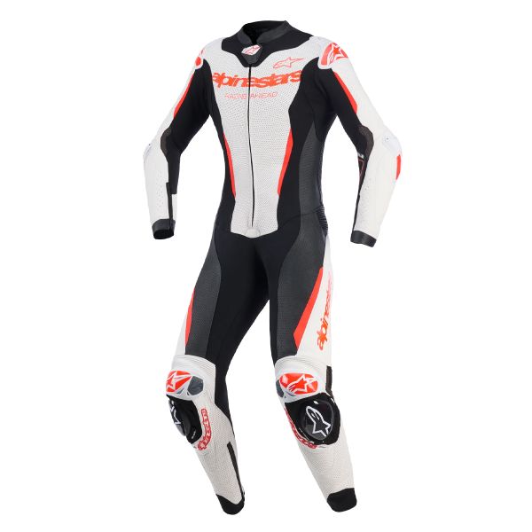 Mono Moto Cuero Alpinestars Stella GP-R7 1PC Leather Suit White Black Red Fluo