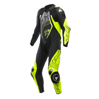 Mono Moto Cuero Dainese Audax D-Zip 1PC Perf Black Yellow Fluo White Mono Moto Cuero Dainese Audax D-Zip 1PC Perf Black Yellow Fluo White