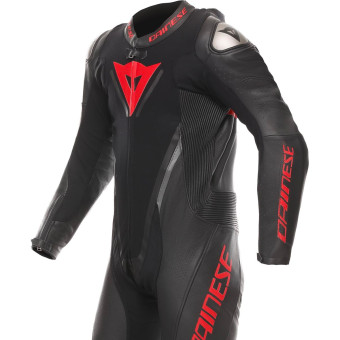 Dainese Demon Sprint 1PC Cuero Negro Negro Rojo Lava