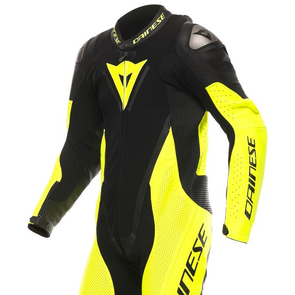Dainese Demon Sprint 1PC Cuero Negro Amarillo Fluo