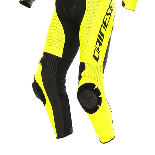 Dainese Demon Sprint 1PC Cuero Negro Amarillo Fluo