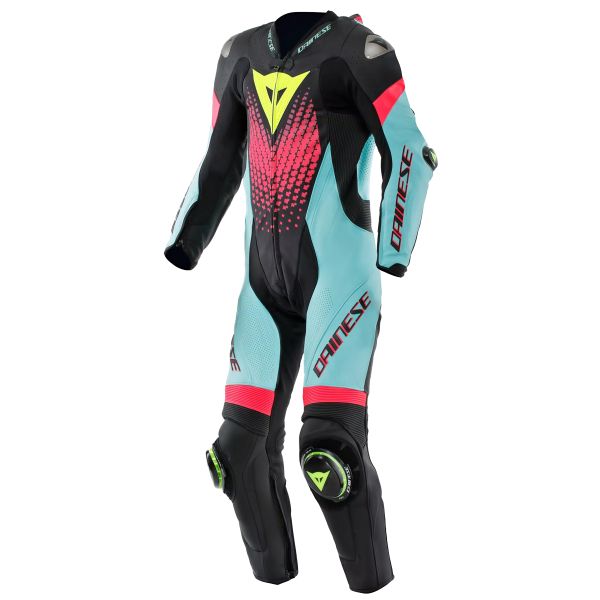 Mono Moto Cuero Dainese Laguna Seca 6 Perf 1PC Leather Black Water Fuxia