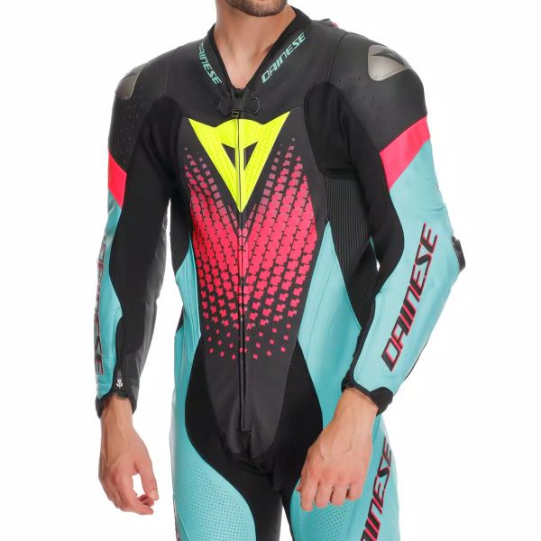 Dainese Laguna Seca 6 Perf 1PC Leather Black Water Fuxia