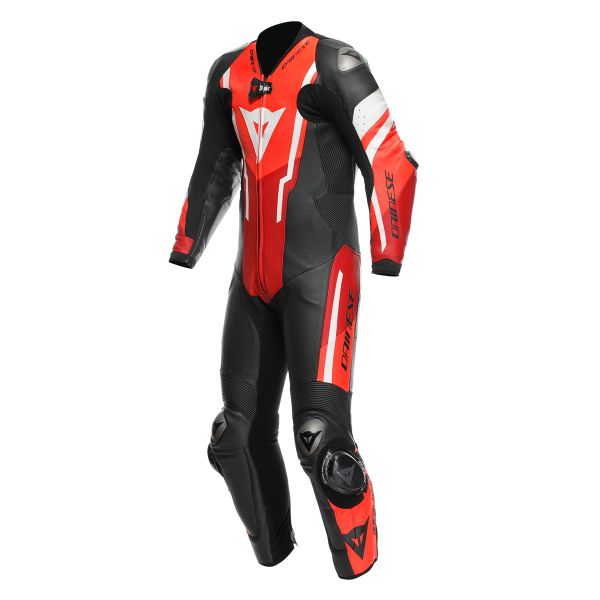 Mono Moto Cuero Dainese Misano 3 Perf. D-Air 1PC Black Red Fluo Red