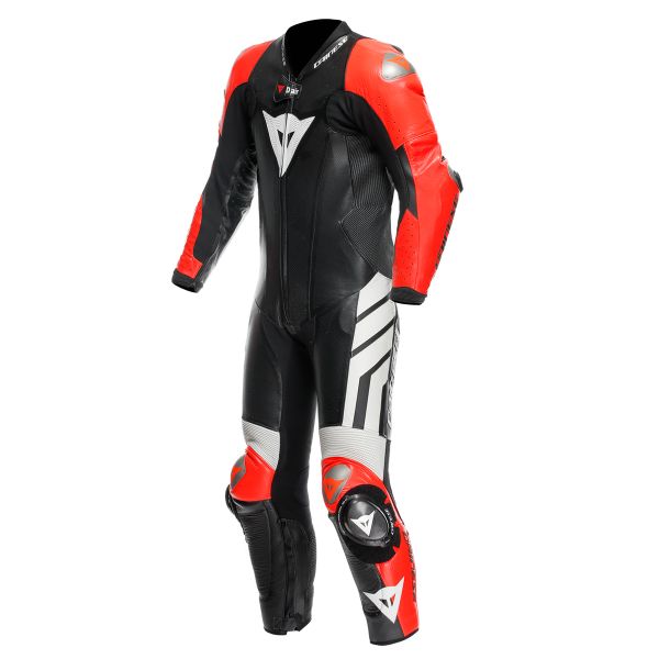 Mono Moto Cuero Dainese Mugello 3 Perf. D-Air 1PC Black Fluo Red White