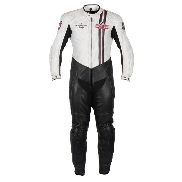 Mono Moto Cuero Helstons Stirling Suit Black White