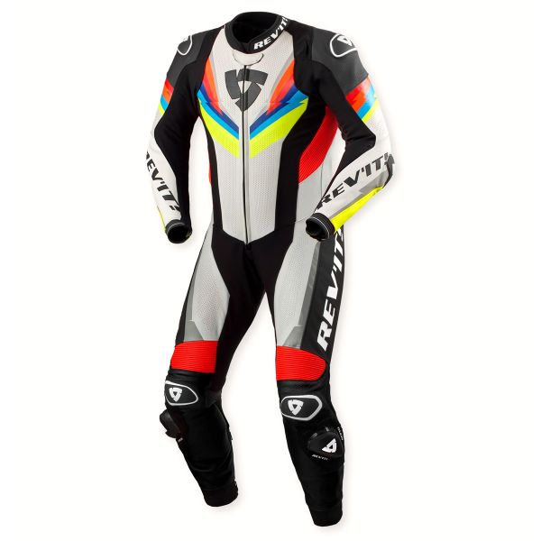 Mono Moto Cuero REV'IT One Piece Quantum 3 Light Grey Neon Yellow