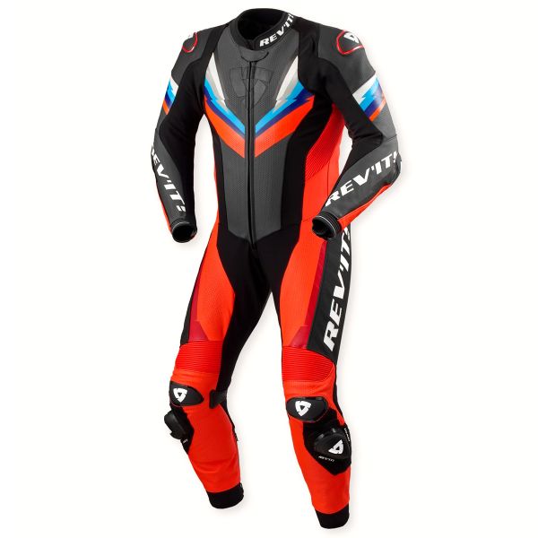 Mono Moto Cuero REV'IT One Piece Quantum 3 Neon Red Black