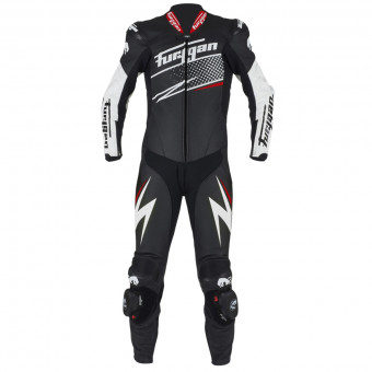 Mono Moto Cuero Furygan Full Ride Black White Red
