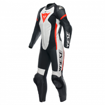 Mono Moto Cuero Dainese Grobnik Lady Leather 1PC Black White Fluo Red