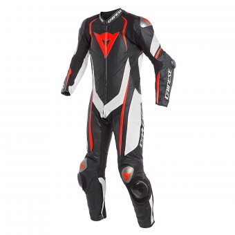 Mono Moto Cuero Dainese Kyalami 1PC Perforated Black White Fluo Red