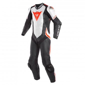 Mono Moto Cuero Dainese Laguna Seca 4 1PC Perforated Black White Fluo Red