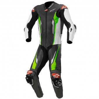 Mono Moto Cuero Alpinestars Racing Absolute Tech-Air Compatible Black White Green Fluo