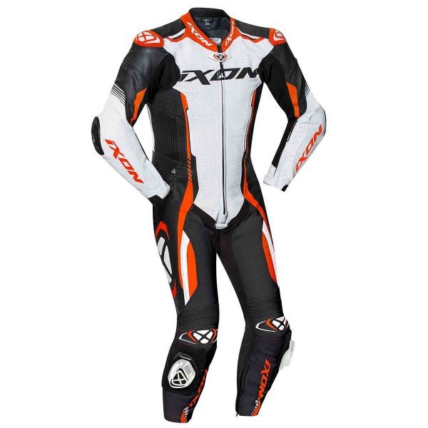 Mono Moto Cuero Ixon Vortex 2 Negro Blanco Naranja