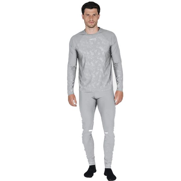 Knox Camiseta interior de doble capa activa, manga larga, gris