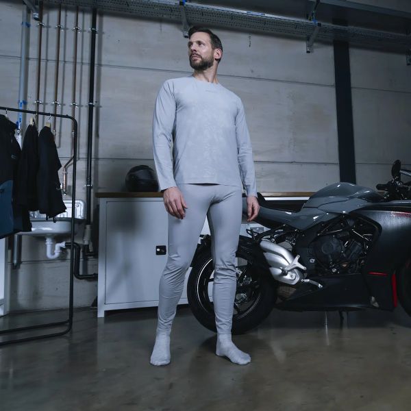 Knox Camiseta interior de doble capa activa, manga larga, gris