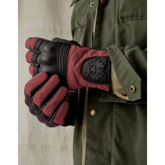 Guantes moto Belstaff Hampstead Leather Cotton Black Red