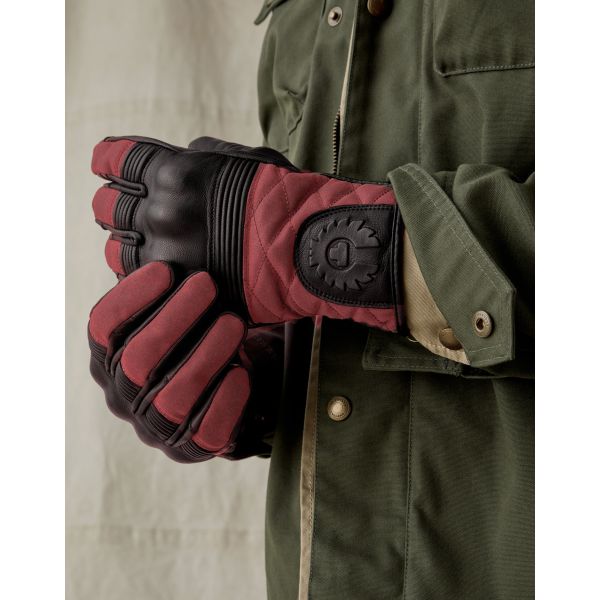 Guantes moto Belstaff Hampstead Leather Cotton Black Red