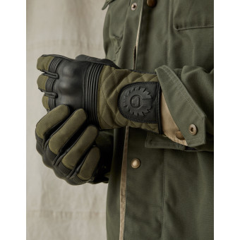 Guantes moto Belstaff Hampstead Leather Cotton Black Forest Green