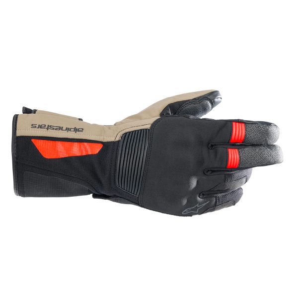 Guantes moto Alpinestars Denali Aerogel Drystar Black Dark Khaki Red Fluo