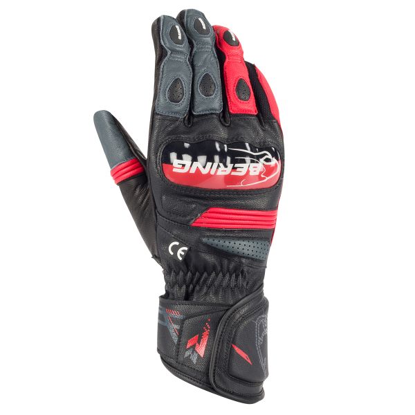 Guantes moto Bering Snap Black Grey Red Glove Guantes moto Bering Snap Black Grey Red Glove