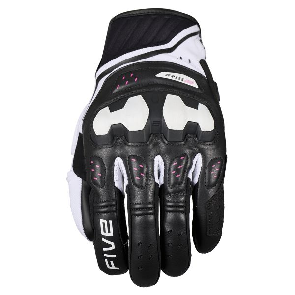 Guantes moto Five RS2 Evo 2 Mujer Negro Blanco Rosa