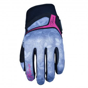Guantes moto Five RS3 Replica Woman Flower Grey Fluo Pink