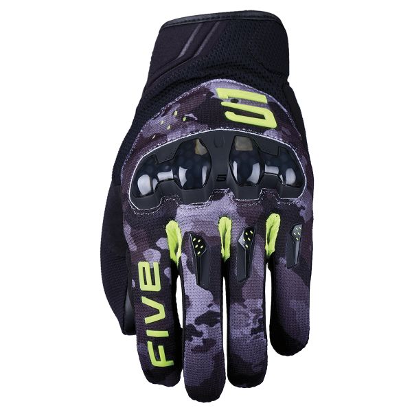 Guantes moto Five RSX Camo Negro Amarillo Fluo