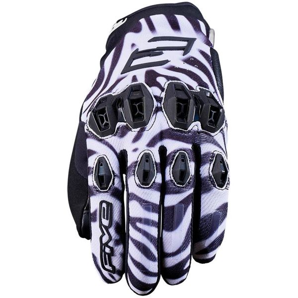 Guantes moto Five Stunt Evo 2 Woman Zebra Black White Guantes moto Five Stunt Evo 2 Woman Zebra Black White