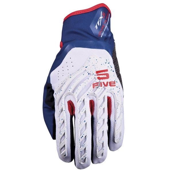 Guantes moto Five TFX5 Gris azul rojo