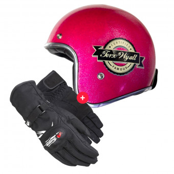 Guantes moto Furygan Origami Lady Black White + Wyatt Famous Glitter Pink