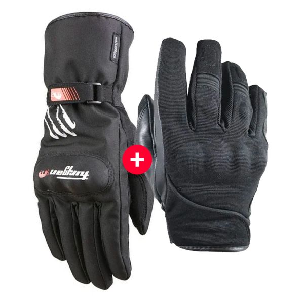 Guantes moto HARISSON Splash Waterproof Black + Keen Black White