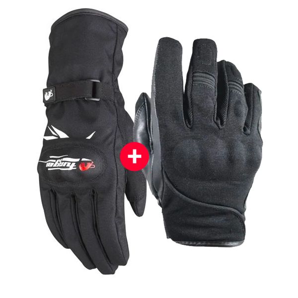 Guantes moto HARISSON Splash Waterproof Black + Origami Lady Black White
