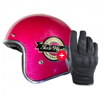 Guantes moto HARISSON Splash Waterproof Black + Wyatt Famous Glitter Pink