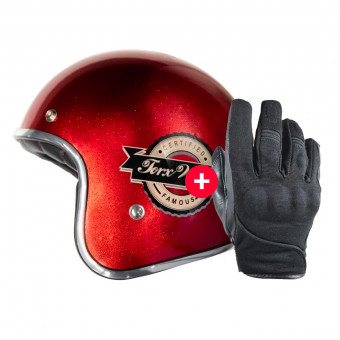 Guantes moto HARISSON Splash Waterproof Black + Wyatt Famous Glitter Red
