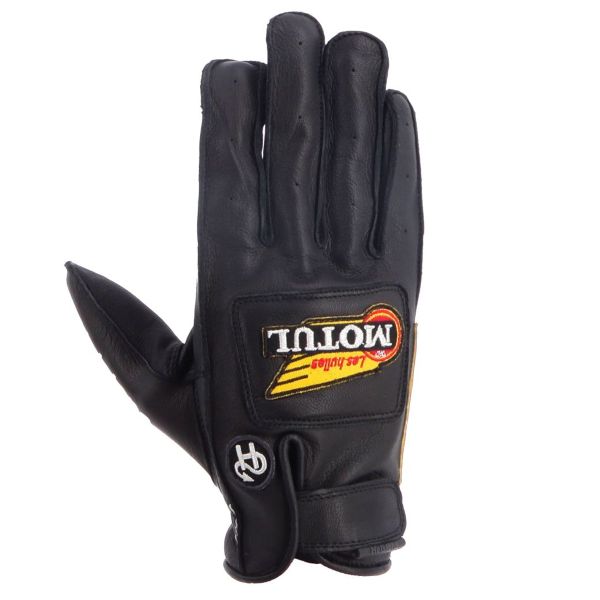 Guantes moto Helstons Motul Aceite Verano Cuero Negro