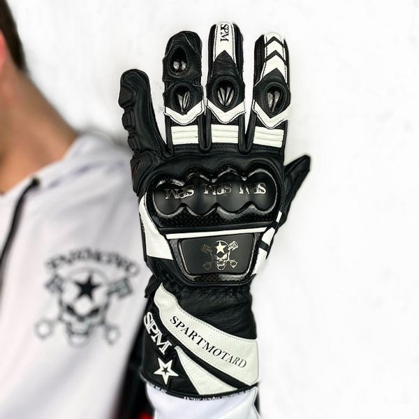 Guantes moto SPARTMOTARD Racing GP White 10 Guantes moto SPARTMOTARD Racing GP White 10