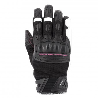 Guantes moto V'Quattro Road Star Mujer Negro Blanco