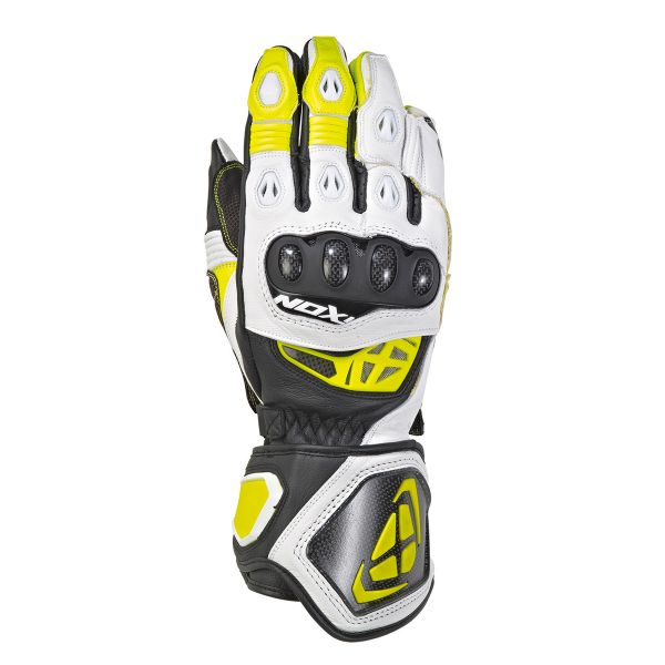 Guantes moto Ixon Rs Genius Replica Negro Blanco Amarillo Vivo