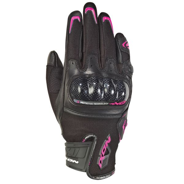 Guantes moto Ixon RS Rise Air Lady Negro Fucsia
