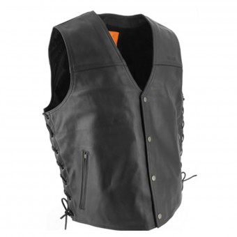 Chaleco moto Soubirac Chaleco Cuero Cordones Negro