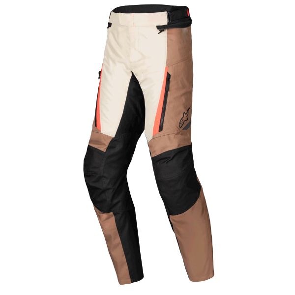 Pantalones moto Alpinestars ST-1 Waterproof Pants Dark Khaki Sand Black Red Fluo