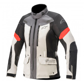 Chaquetas moto Alpinestars Stella Valparaiso V3 Drystar Light Gray Dark Gray Red