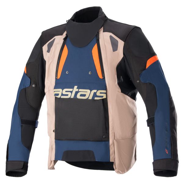 Chaquetas moto Alpinestars Halo Drystar Azul oscuro Caqui Flame Naranja